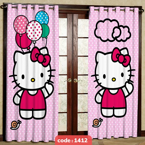 پرده پانچی اتاق کودک مدل Hello Kitty کد S-1412