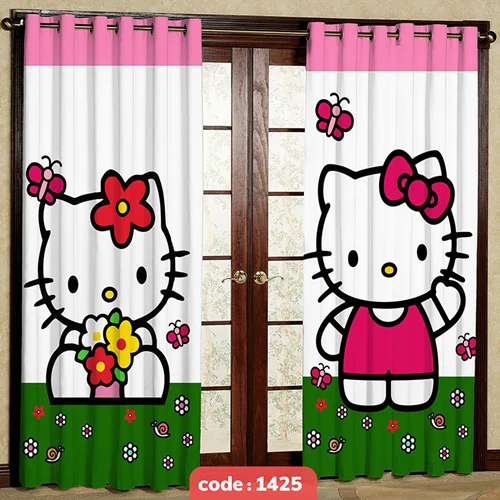 پرده پانچی اتاق کودک مدل Hello Kitty کد S-1425