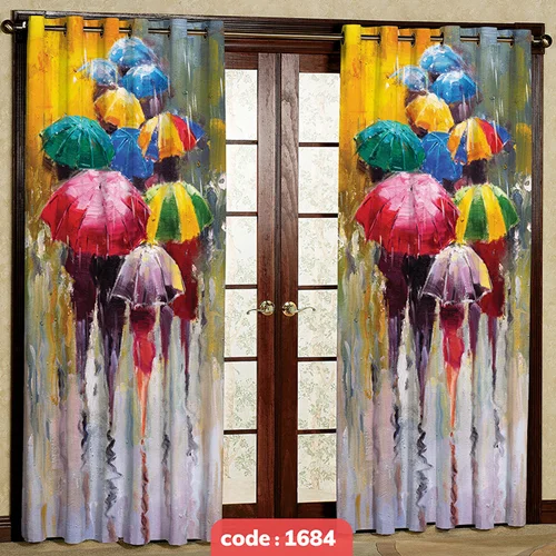 پرده پانچی طرح نقاشی چتر کد S-1684