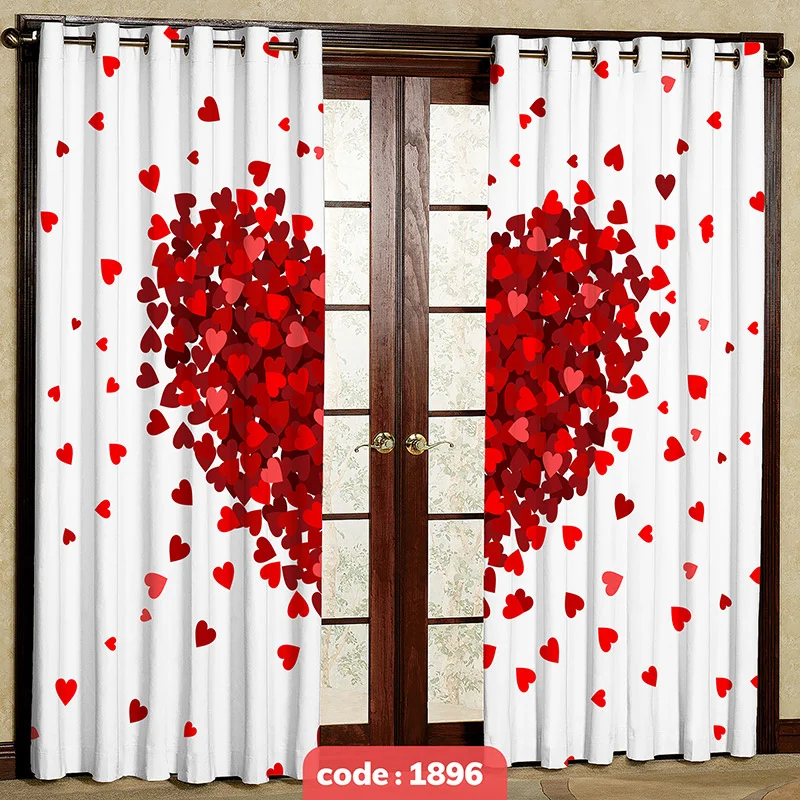 پرده پانچی تصویری مدل Hearts کد S-1896