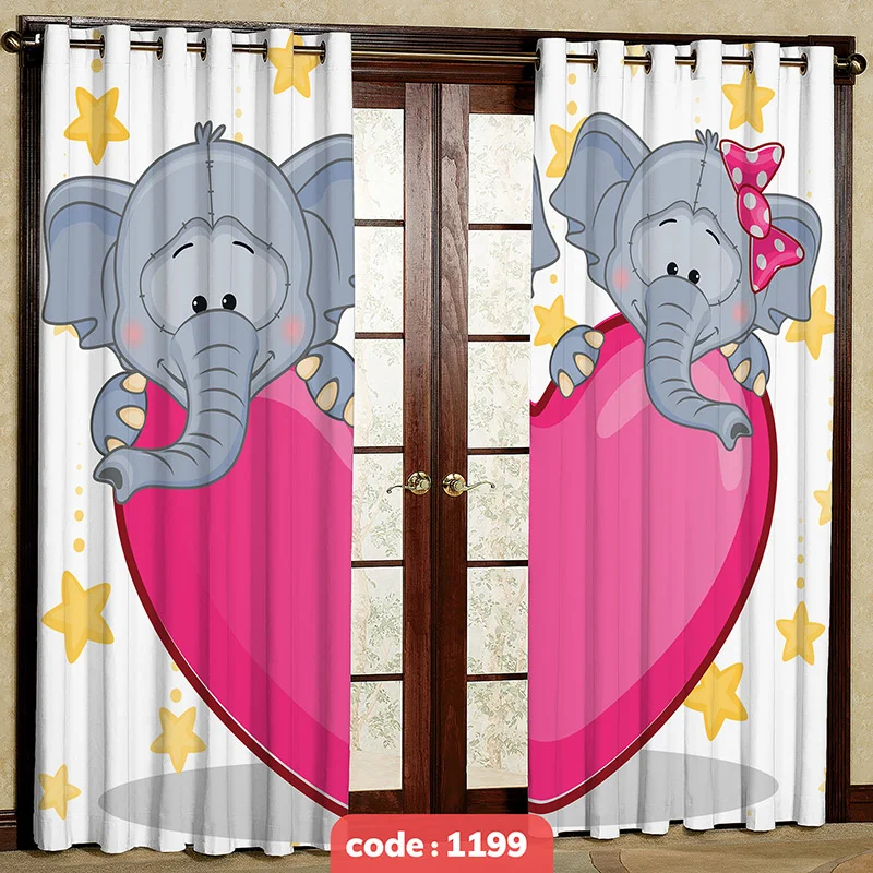 پرده پانچی اتاق کودک مدل فیل کد S-1199