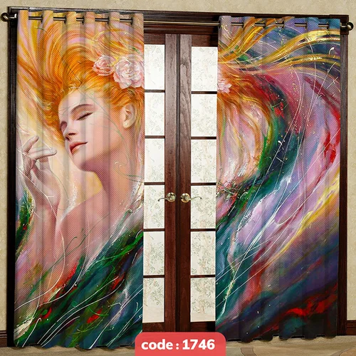 پرده پانچی تصویری طرح خانم کد S-1746
