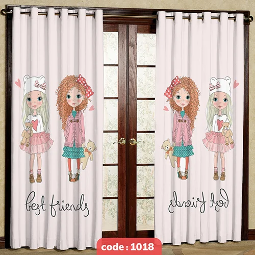 پرده پانچی اتاق کودک مدل best friends کد S-1018