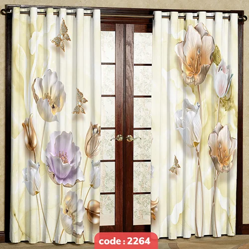 پرده پانچی تصویری مدل گل کد S-2264