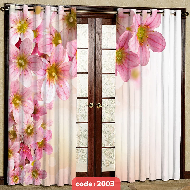 پرده پانچی تصویری مدل گل کد S-2003