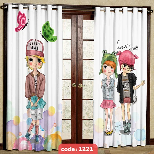 پرده پانچی اتاق کودک مدل Girls کد S-1221