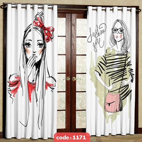 پرده پانچی اتاق کودک مدل Fashion girl کد S-1171