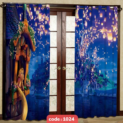 پرده پانچی اتاق کودک مدل گیسوکمند کد S-1024