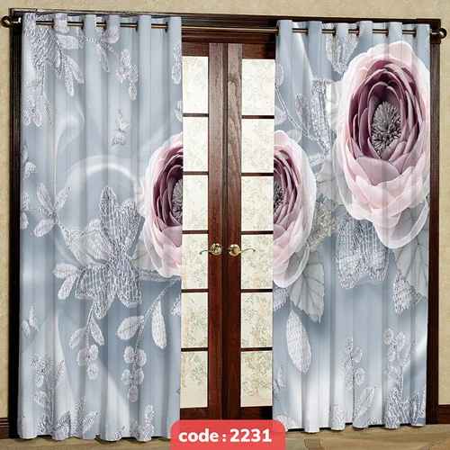 پرده پانچی تصویری مدل گل کد S-2231