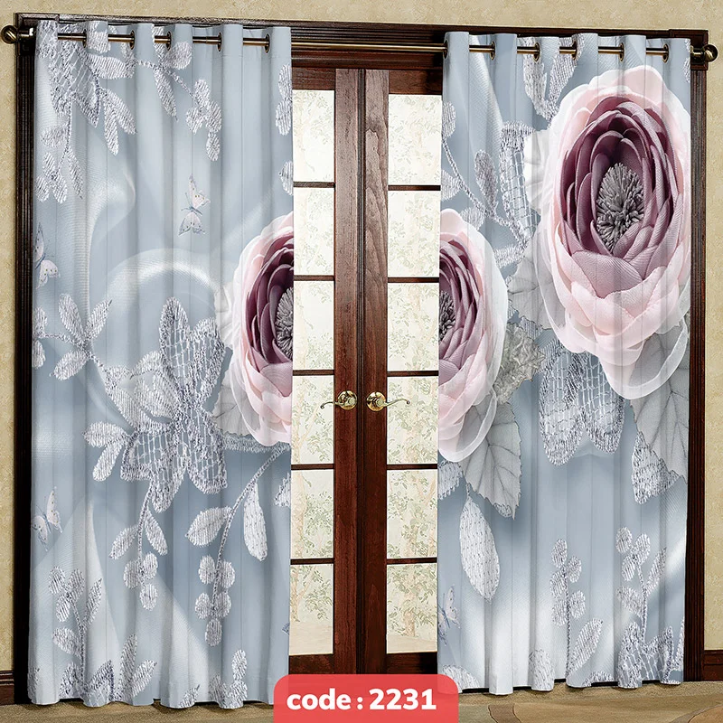 پرده پانچی تصویری مدل گل کد S-2231