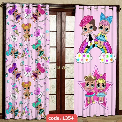 پرده پانچی اتاق کودک مدل دخترای پاستیلی کد S-1354