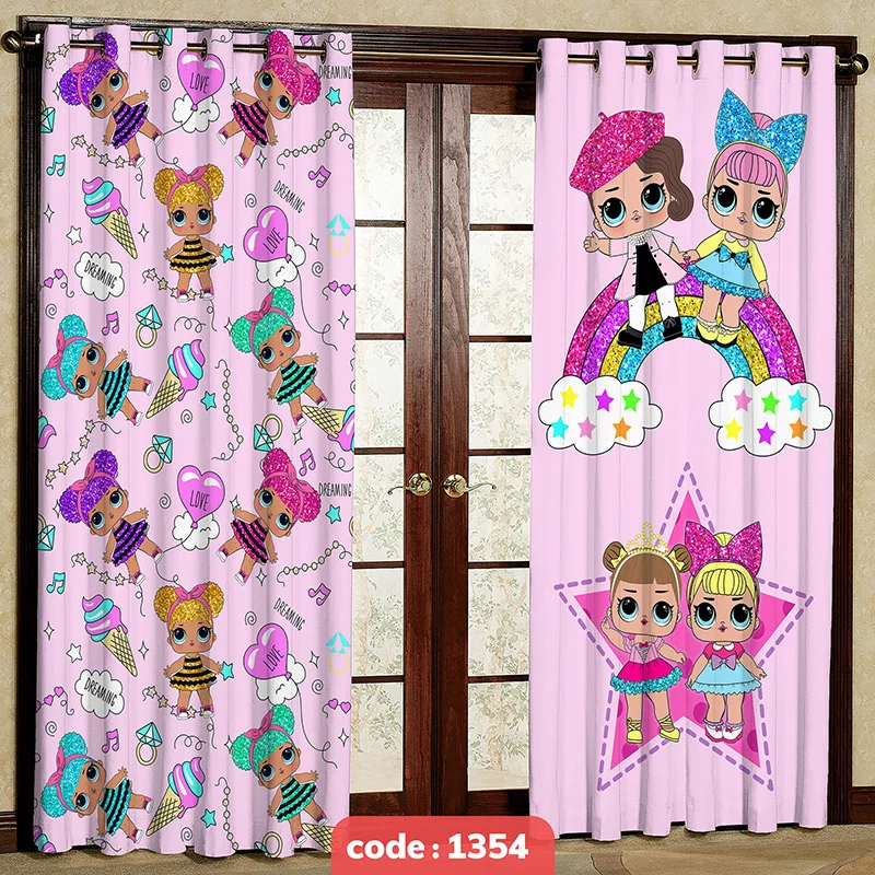 پرده پانچی اتاق کودک مدل دخترای پاستیلی کد S-1354