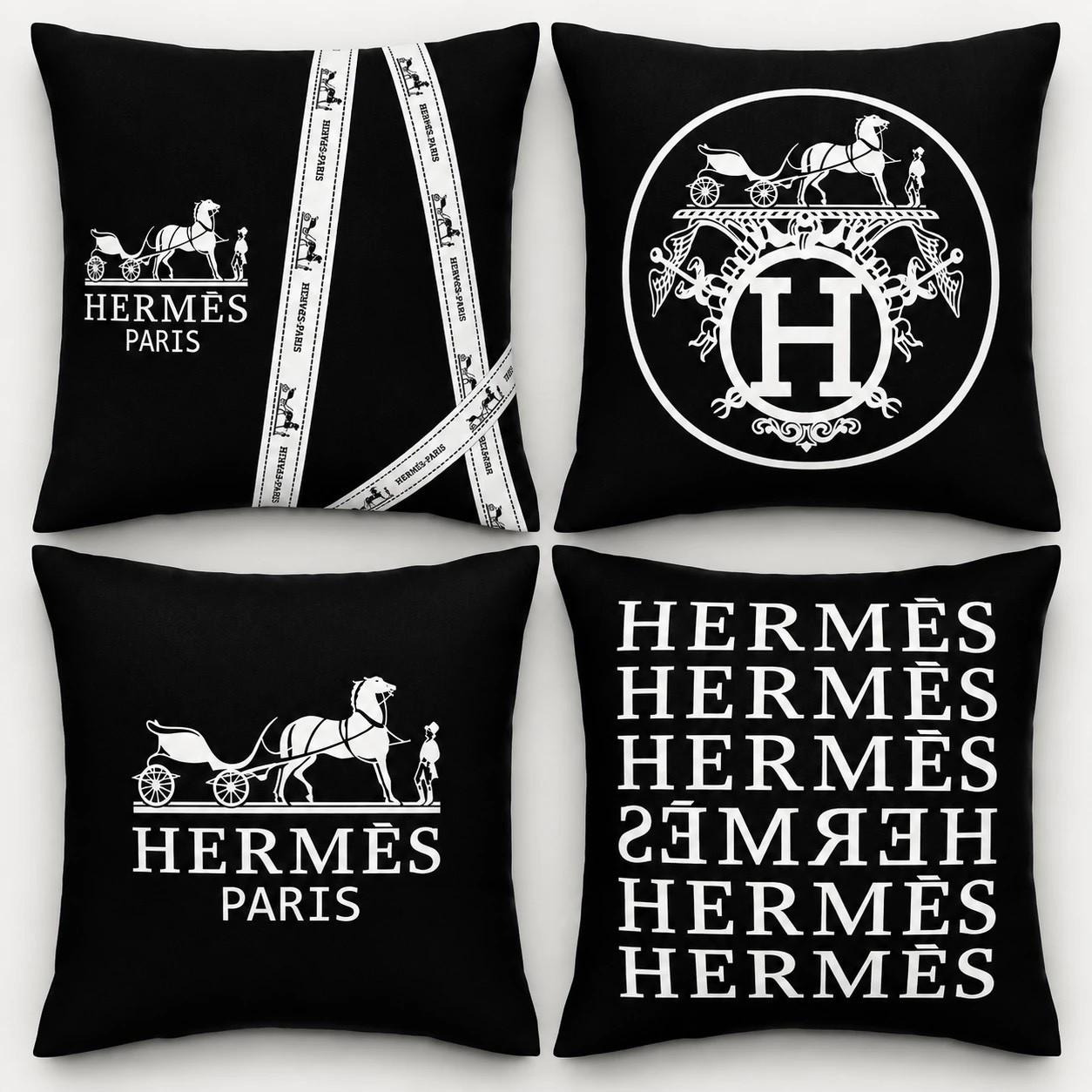 مجموعه 4 عددی کاور کوسن hermes هرمس مشکی CU-1493