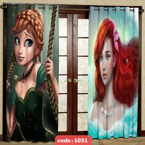 پرده پانچی اتاق کودک مدل آنا فروزن کد S-1031