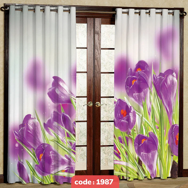 پرده پانچی تصویری مدل گل کد S-1987