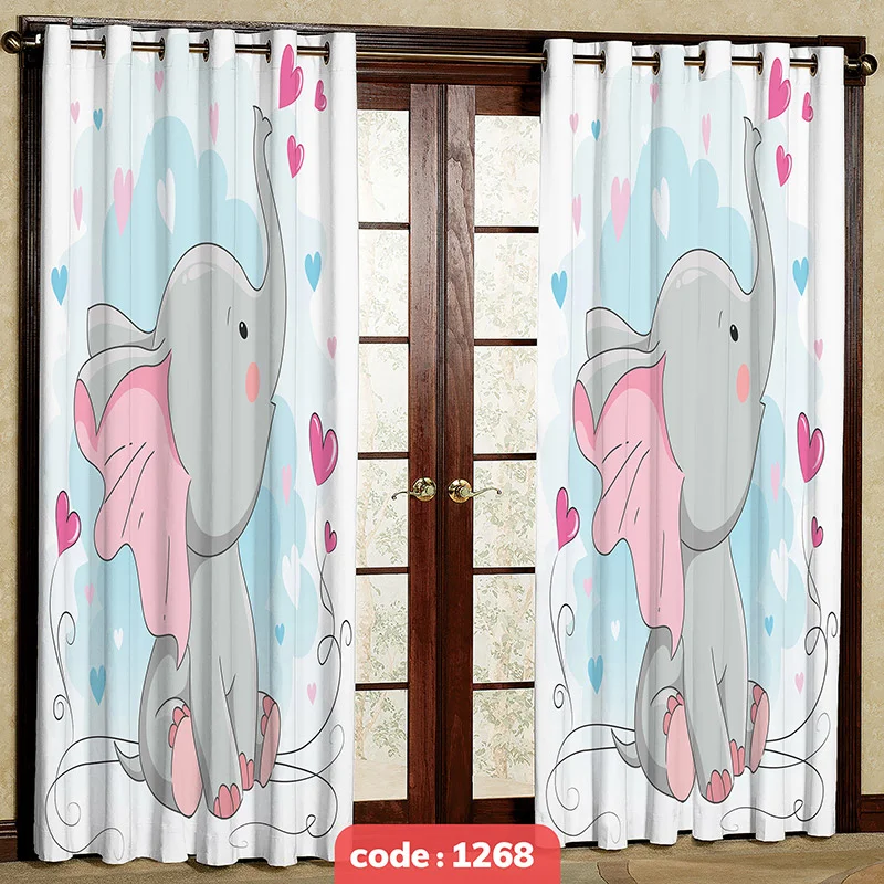 پرده پانچی اتاق کودک مدل فیل کد S-1268