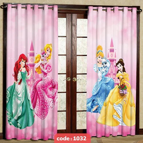 پرده پانچی اتاق کودک مدل پرنسس های دیزنی کد S-1032