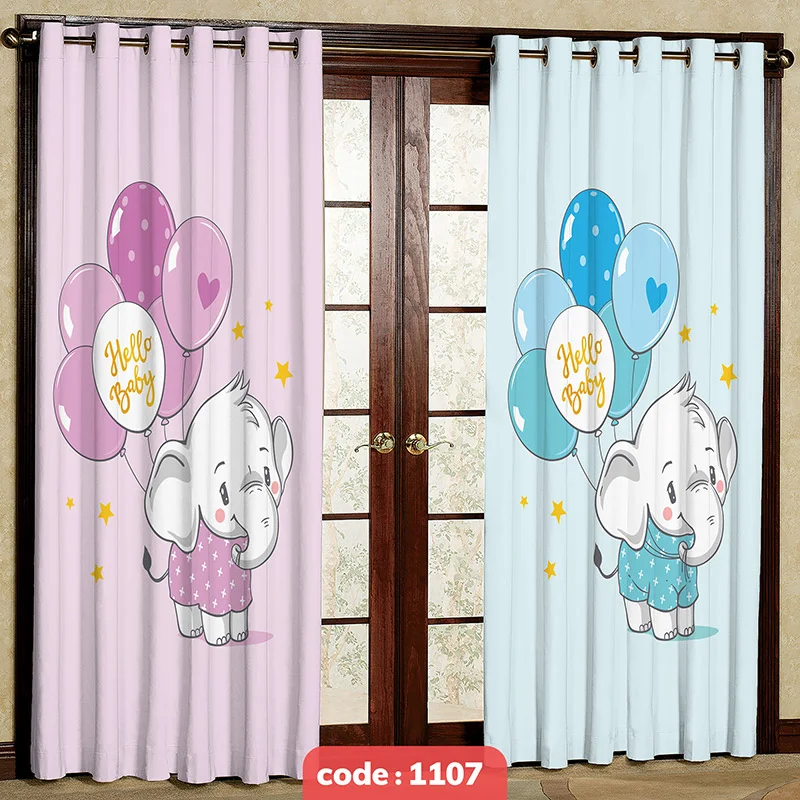پرده پانچی اتاق کودک مدل فیل کد S-1107