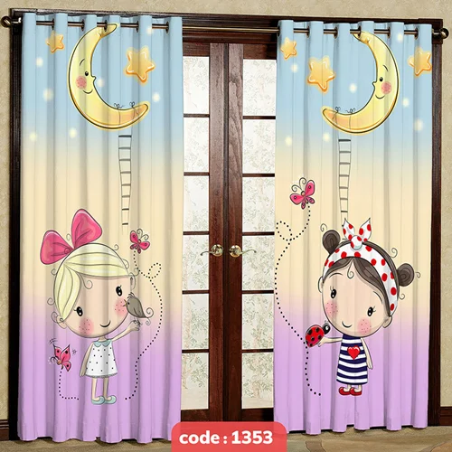 پرده پانچی اتاق کودک مدل دخترانه کد S-1353
