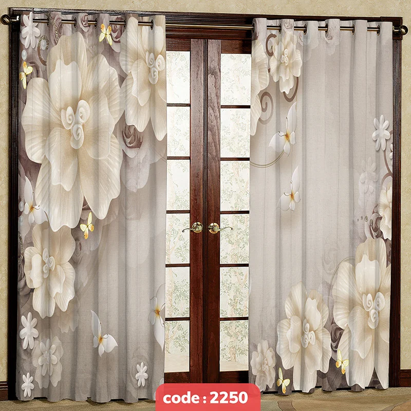 پرده پانچی تصویری مدل گل کد S-2250