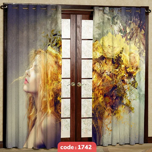 پرده پانچی تصویری طرح نقاشی پروانه کد S-1742