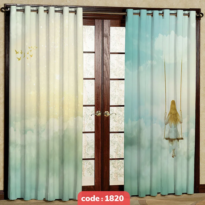 پرده پانچی تصویری مدل دختر سوار بر تاب کد S-1820