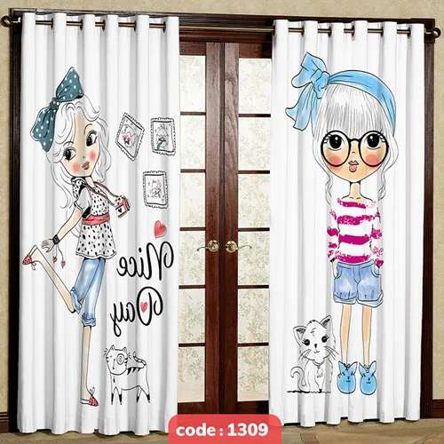 پرده پانچی اتاق کودک مدل دخترانه کد S-1309