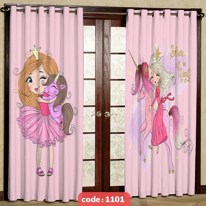 پرده پانچی اتاق کودک مدل دخترانه کد S-1101