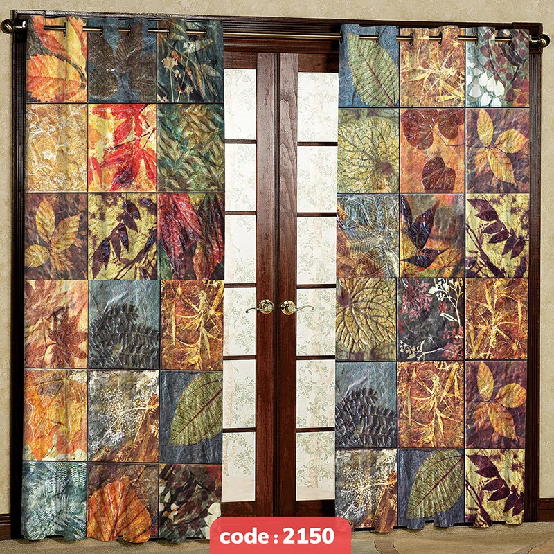 پرده پانچی تصویری مدل برگ کد S-2150