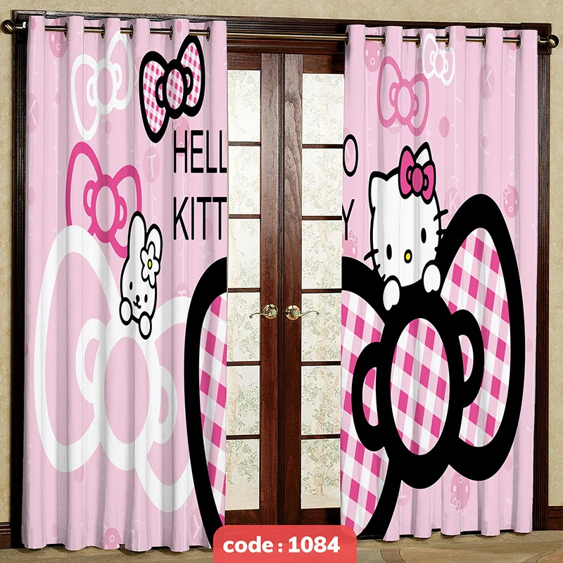 پرده پانچی اتاق کودک مدل هلوکیتی کد S-1084