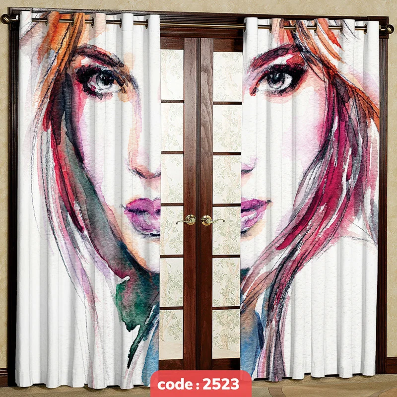 پرده پانچی تصویری مدل چهره آبرنگی کد S-2523