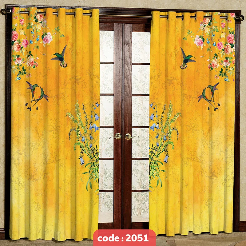 پرده پانچی تصویری مدل گل و مرغ کد S-2051