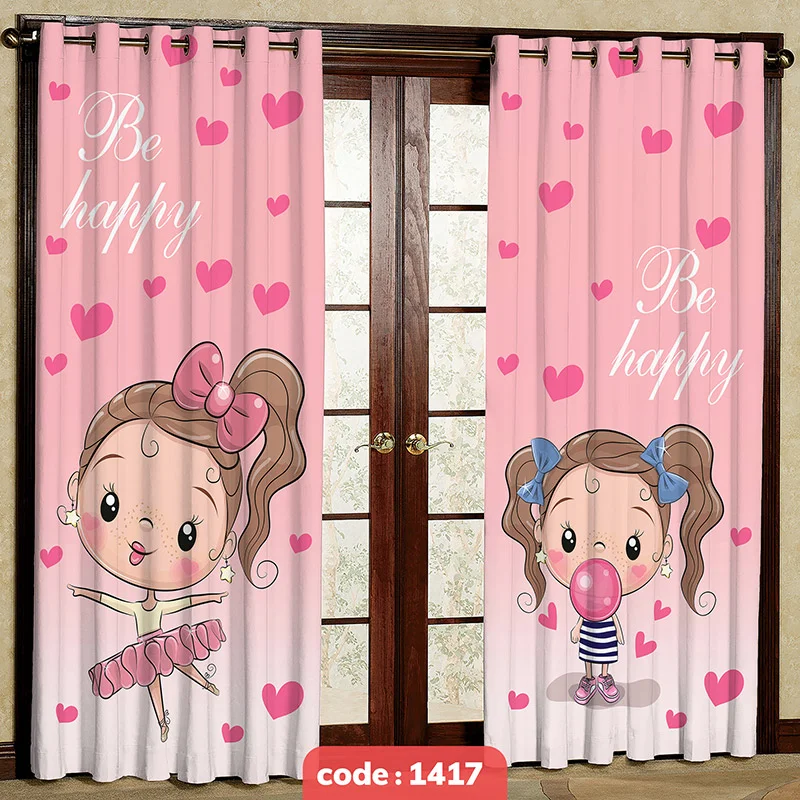 پرده پانچی اتاق کودک مدل Be Happy کد S-1417