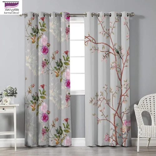 پرده پانچی گل و شکوفه مدل pl2393