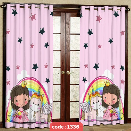 پرده پانچی اتاق کودک مدل رنگین کمون کد S-1336