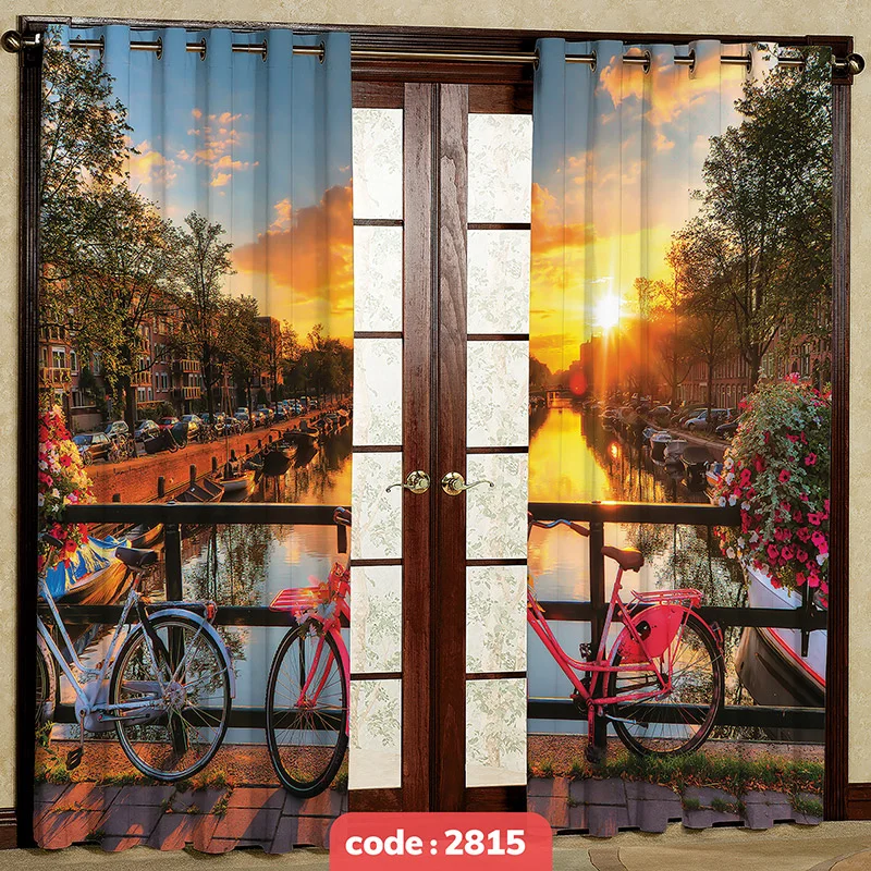 پرده پانچی چاپی طرح منظره غروب کد S-2815