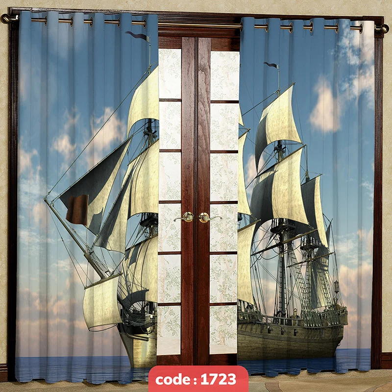 پرده پانچی تصویری طرح قایق بادبانی کد S-1723