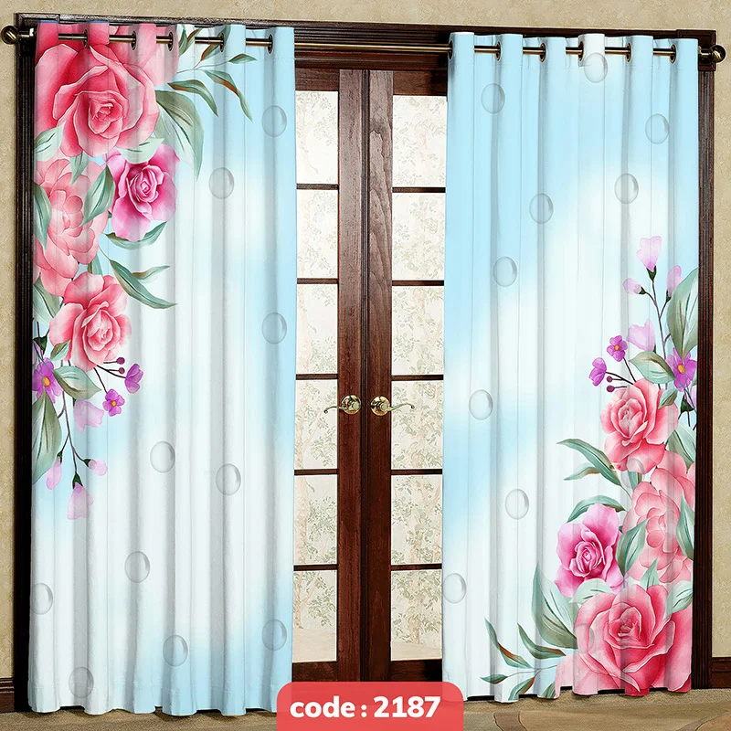 پرده پانچی تصویری مدل گل کد S-2187