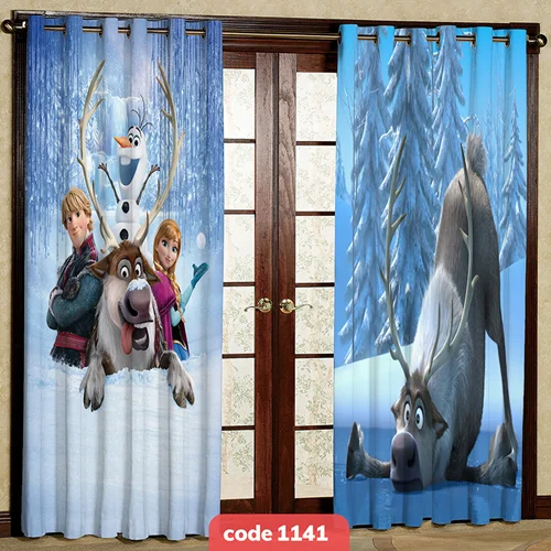 پرده پانچی اتاق کودک مدل اسا و آنا Frozen کد S-1141