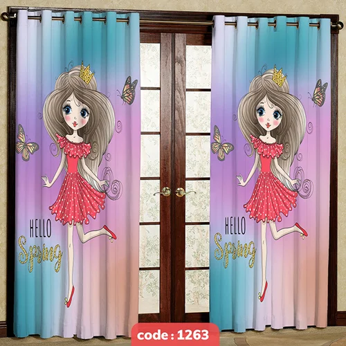 پرده پانچی اتاق کودک مدل Hello Spring کد S-1263