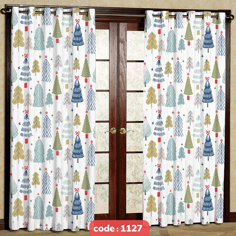 پرده پانچی اتاق کودک مدل کریسمس کد S-1127