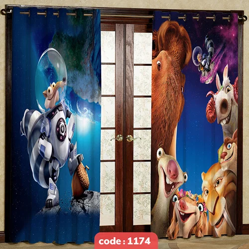 پرده پانچی اتاق کودک مدل عصر یخبندان کد S-1174