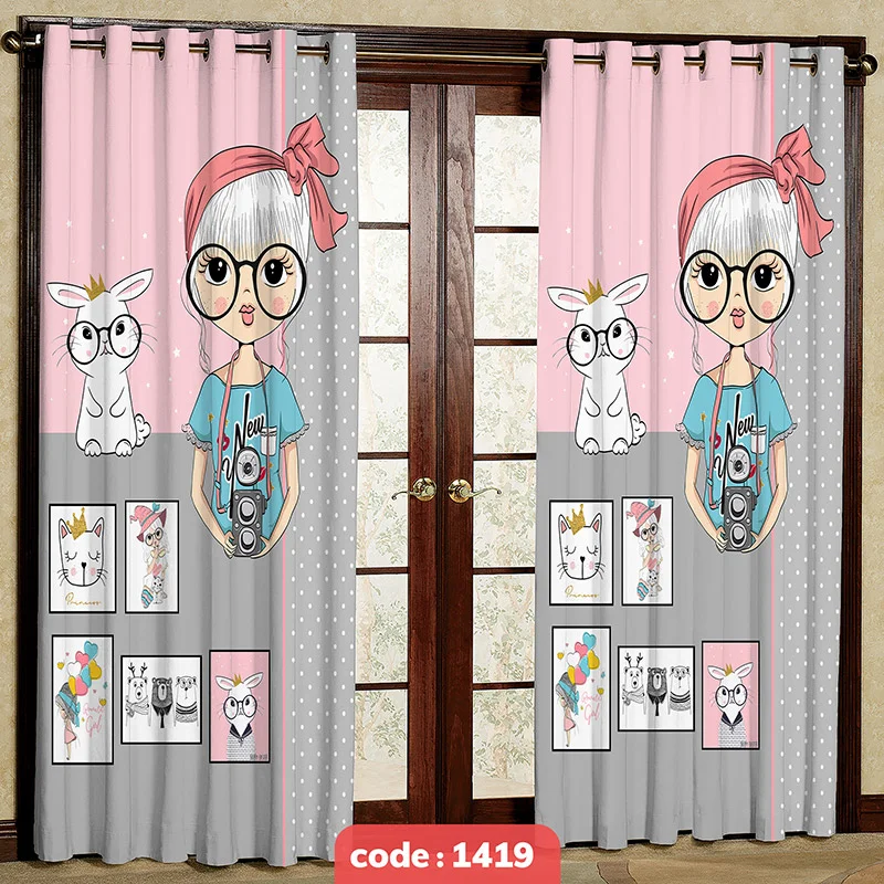 پرده پانچی اتاق کودک مدل دختر عکاس کد S-1419