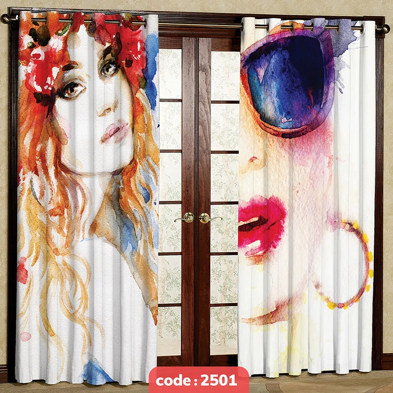 پرده پانچی تصویری مدل چهره آبرنگی کد S-2501