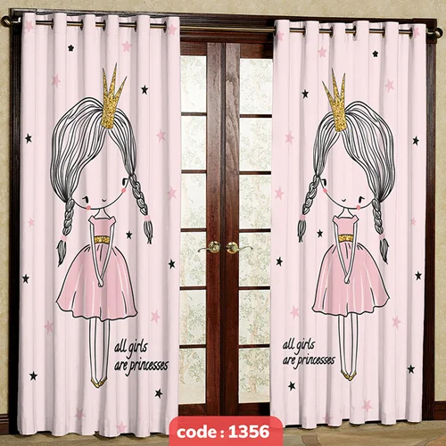 پرده پانچی اتاق کودک مدل دختر پرنسس کد S-1356