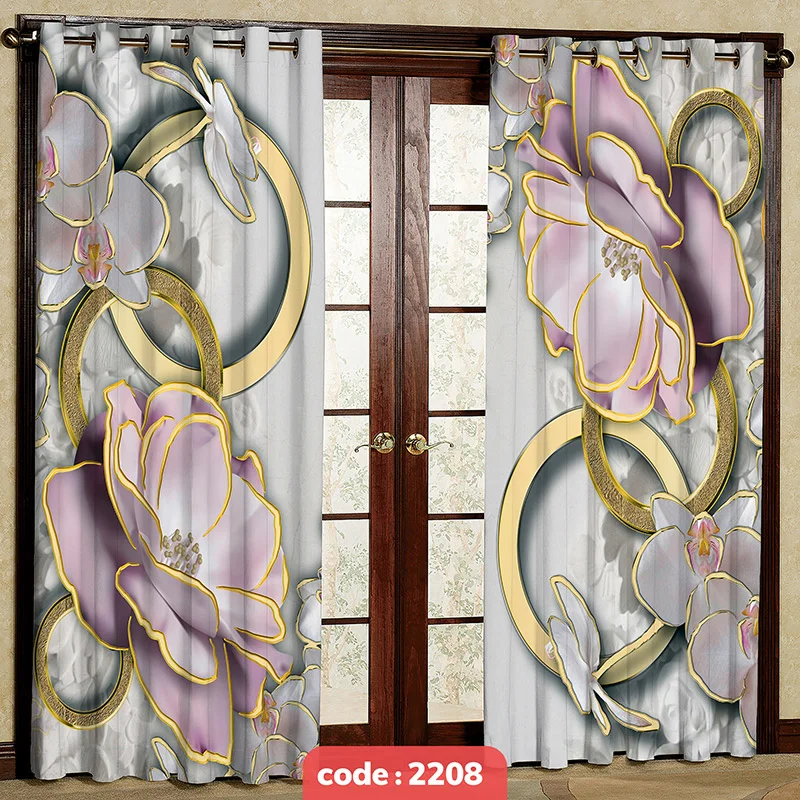 پرده پانچی تصویری مدل گل کد S-2208