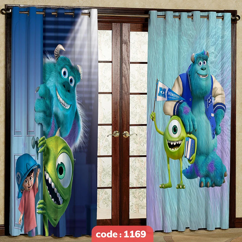 پرده پانچی اتاق کودک مدل کارخونه هیولاها کد S-1169