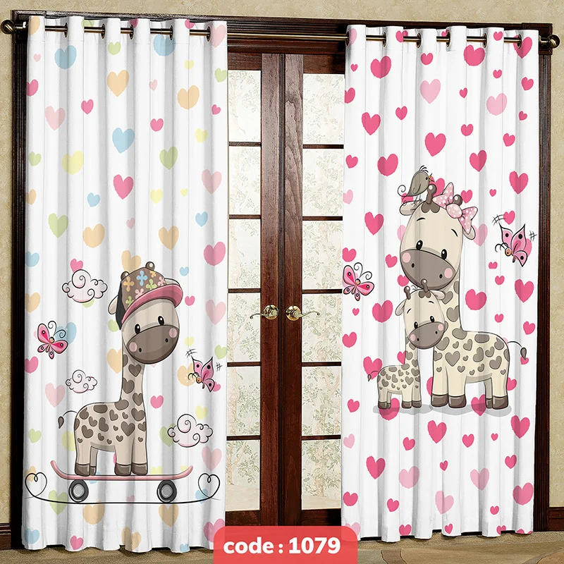 پرده پانچی اتاق کودک مدل زرافه کد S-1079