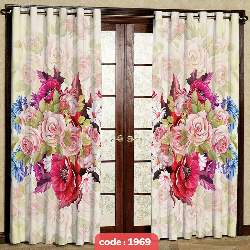 پرده پانچی تصویری مدل گل کد S-1969