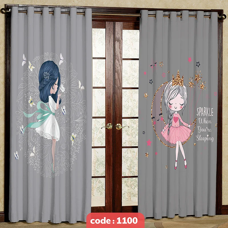 پرده پانچی اتاق کودک مدل دخترانه کد S-1100